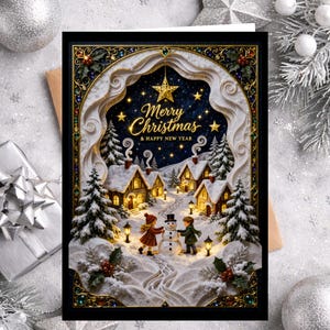 2D Yuletide Keepsake Card Papercut Winter Village 2D Gift for Son Grandson image 1