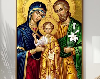 Holy Family Orthodox Icon Wall Art Framed Print Christian Catholic Religious Decor A5 A4 Jesus Mary Joseph