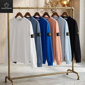 Sudadera de cuello redondo de estilo lujoso / Jersey informal color piedra / Top cómodo de invierno de mezcla de algodón / Unisex