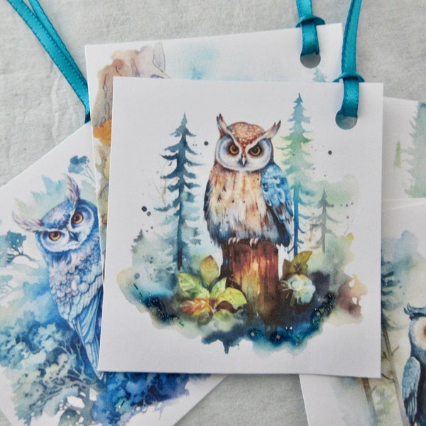 Owl Thank You, Wedding, Birthday, Hang Tags Junk Journal Ephemera Card Inserts Bookmark Lot of 6