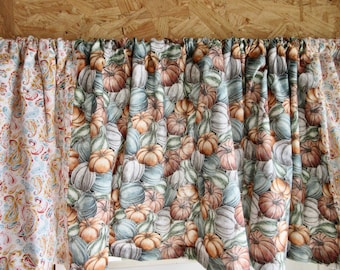 Fall Colors Curtain Cafe Valance Window Treatment Pumpkins 83" wide