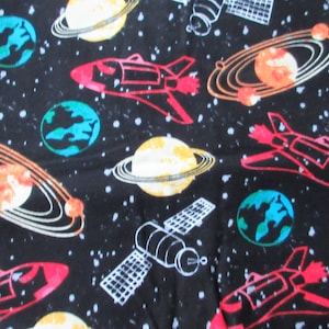 Flannel Fabric Space Rockets Planets Super Snuggle