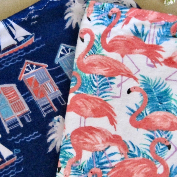 Placemats Napkins Flannel Flamingos Beach Life Picnic Lunch Tea Breakfast Fun Kids Adults