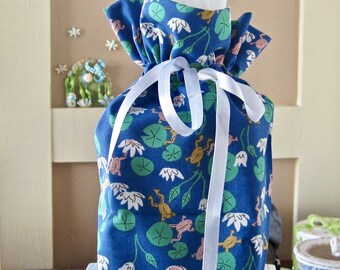 Tissue Box Cover Frogs Boutique gift bag Organic fabric