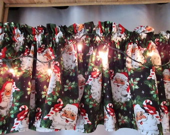 Christmas Santa Curtain Valance Kids Room Kitchen Bathroom Bedroom Family Room Playroom