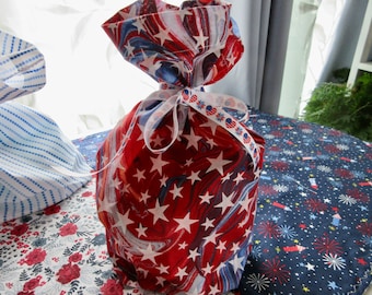Gift Bag Fabric America USA Stars Stripes Fireworks Celebrate