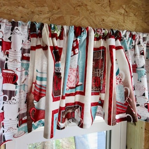 Curtain Cafe Valance Kitchen Window Treatment Christmas Winter Hot Chocolate