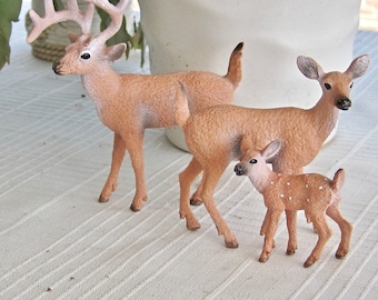 Deer Family 3 Piece Resin Miniature Fairy Garden Forest Cake Topper Figurine Animal