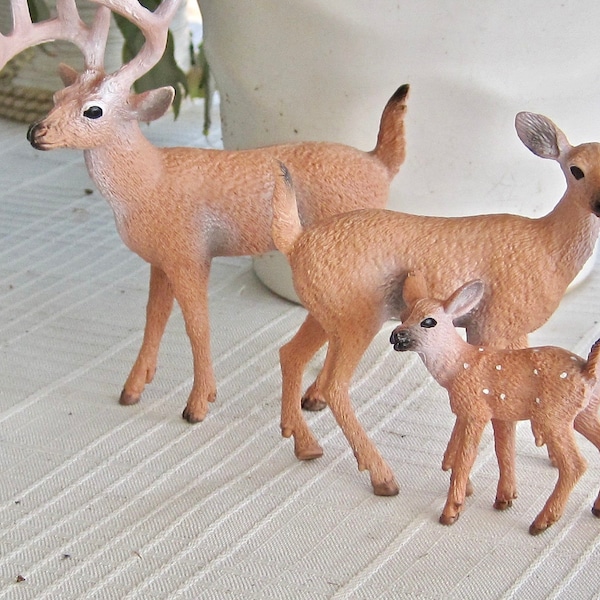 Deer Family 3 Piece Resin Miniature Fairy Garden Forest Cake Topper Figurine Animal