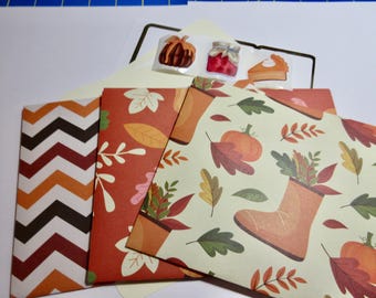 Fall Thanksgiving Stationary Envelopes Note Cards Invitation Snail Mail Penpal