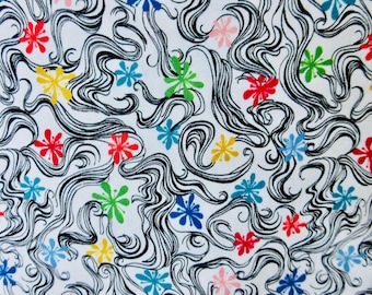 Cotton Fabric Michael Miller Persnickety Colorful Black Swirls by the yard