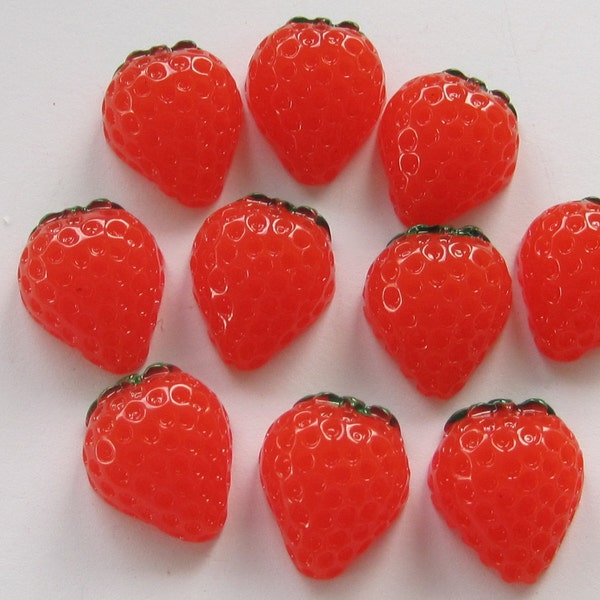 Red Strawberry Cabochons Embellishment Lot of 5