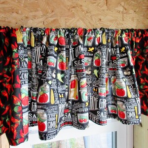 Curtain Cafe Valance Kitchen Window Treatment Hot Peppers Sayings