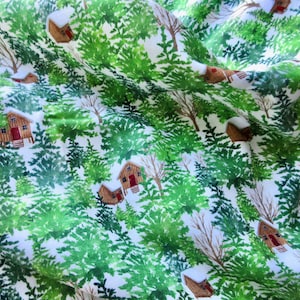 Cotton Fabric Winter Woodland Forest Cabin Trees Timeless Treasures by the yard