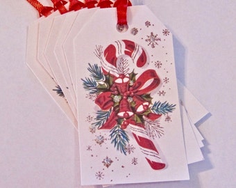 Tags Card Insert Gift Christmas Candy Cane, Thank You, Wedding, Birthday, Lot of 8