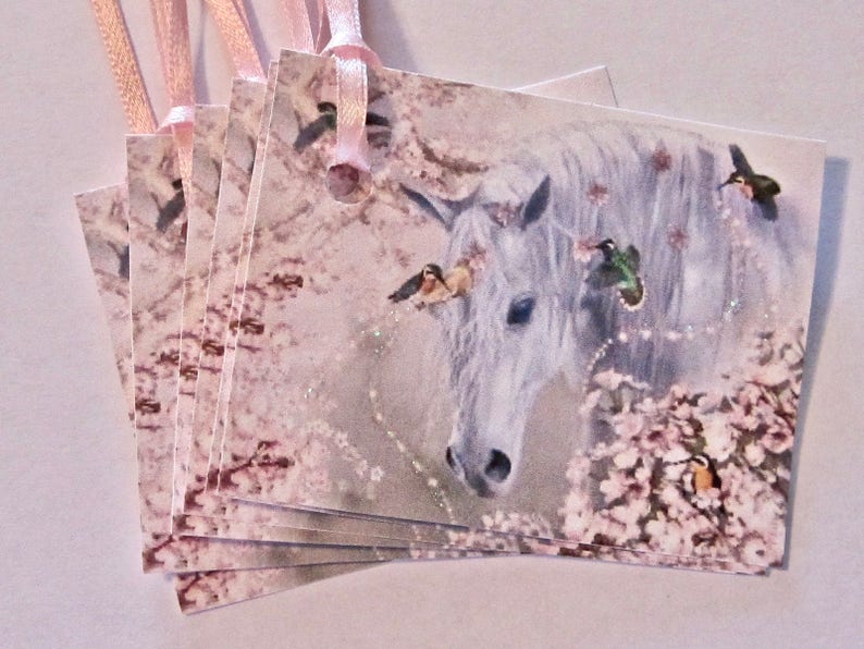Party Wedding Thank You Gift Unicorn and Hummingbirds Tags Lot of 6