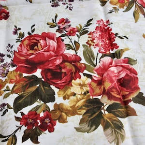 Cotton Fabric Burgundy Rose Floral by the half yard