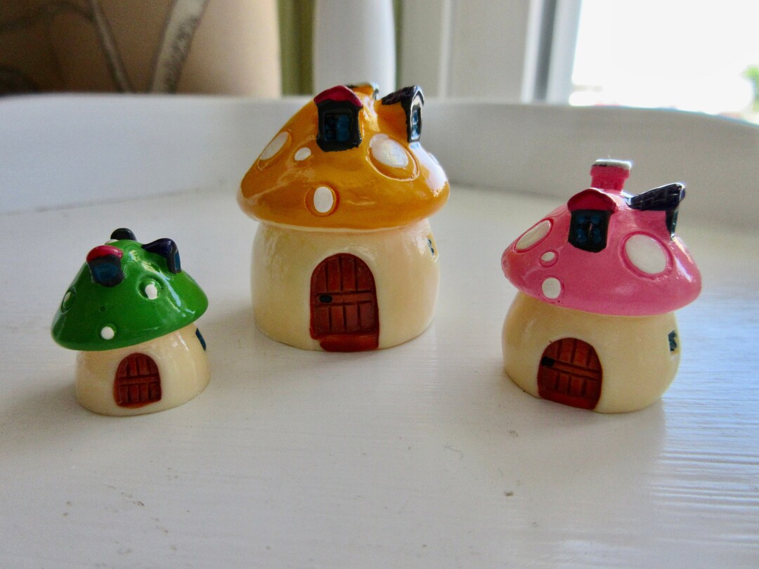 Mini Fairy Garden Mushroom House Lot of 3 - Etsy
