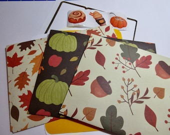 Fall Thanksgiving Stationary Envelopes Note Cards Invitation Snail Mail Penpal