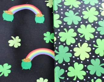 Cotton Fabric St Patrick Clover Rainbow Pot of Gold Andover 2 Half Yard pieces