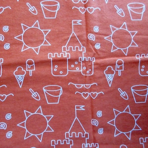Fabric Flannel Super Snuggle Orange Beach Sand Castle Pieces