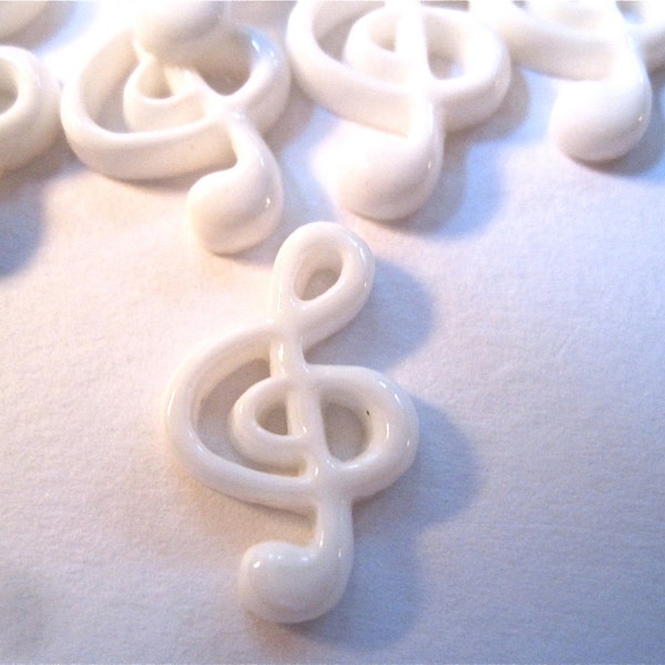 White Treble Clef Music Note  Cabochons lot of 9