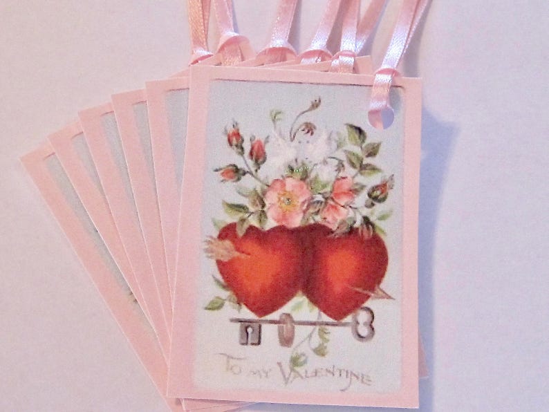 Birthday Wedding Valentine Hearts Gift Tags Thank You Hang Tags Lot of 6