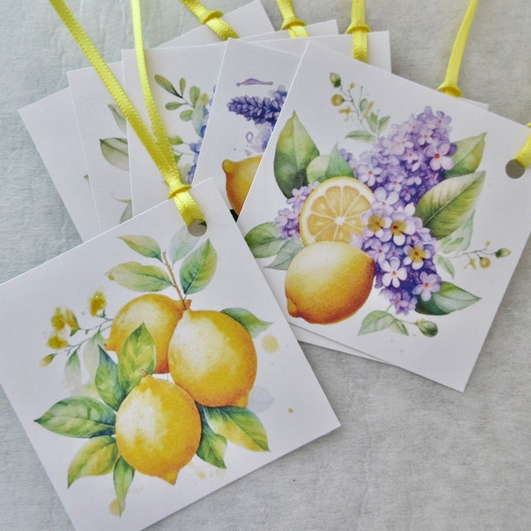 Yellow Lemon Thank You, Wedding, Birthday, Hang Tags Junk Journal Ephemera Card Inserts Bookmark Lot of 6