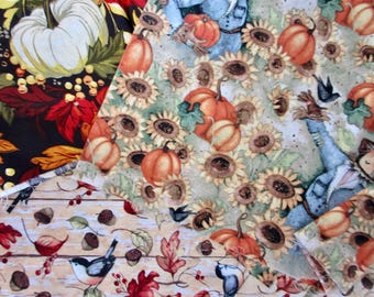 Fabric Fall Cotton Variety 3 Designs Pieces