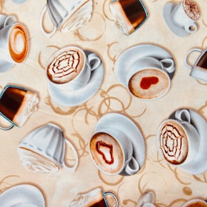 Cotton Fabric Coffees The Perfect Cup by the yard