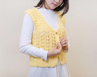 Modello PDF per gilet all'uncinetto in cotone: top a strati facile per primavera e autunno