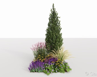 Eco Friendly Garden design - planting plan No. 156 for Sunny and partial Shade