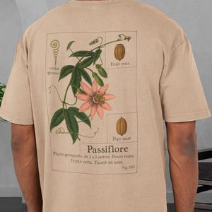 T-shirt Botanic Flower - Passiebloem Acid Washed Graphic T-shirt heren, vintage oversized shirt, casual streetwear, zomeroutfit, cadeau voor hem