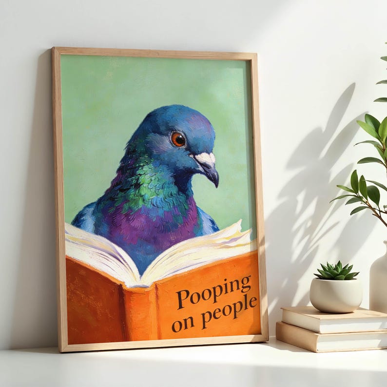 Guest WC Pigeon Poster | Bathroom Decor | Funny Animal Poster | Pigeon Wall Art | Humorous WC Picture | Housewarming Gift | Bathroom Wall Decor image 10