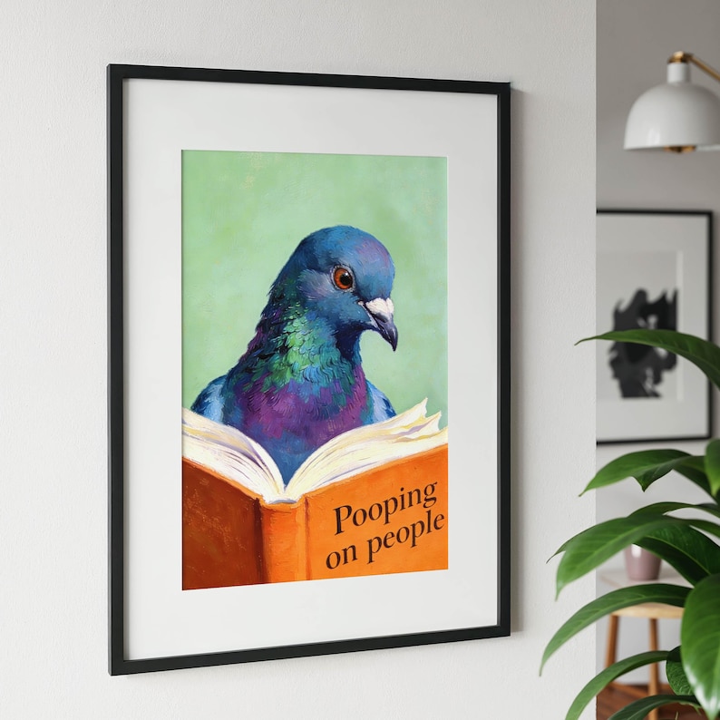 Guest WC Pigeon Poster | Bathroom Decor | Funny Animal Poster | Pigeon Wall Art | Humorous WC Picture | Housewarming Gift | Bathroom Wall Decor image 7