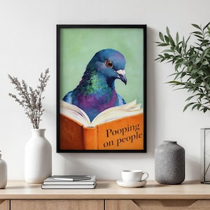 Guest WC Pigeon Poster | Bathroom Decor | Funny Animal Poster | Pigeon Wall Art | Humorous WC Picture | Housewarming Gift | Bathroom Wall Decor image 4