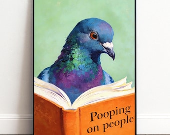 Guest WC Pigeon Poster | Bathroom Decor | Funny Animal Poster | Pigeon Wall Art | Humorous WC Picture | Housewarming Gift | Bathroom Wall Decor