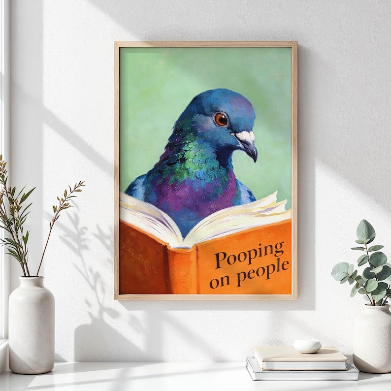 Guest WC Pigeon Poster | Bathroom Decor | Funny Animal Poster | Pigeon Wall Art | Humorous WC Picture | Housewarming Gift | Bathroom Wall Decor image 8