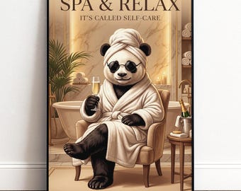 Funny bathroom poster | Bathroom decor | Panda motif | Spa decor | Guest WC wall art | Humorous picture | Housewarming gift