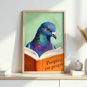 Guest WC Pigeon Poster | Bathroom Decor | Funny Animal Poster | Pigeon Wall Art | Humorous WC Picture | Housewarming Gift | Bathroom Wall Decor image 11