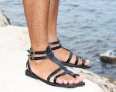 FASCINATION Men - leather sandals men gladiator Greek Roman style ankle straps toe ring sandals ancient greek men sandals