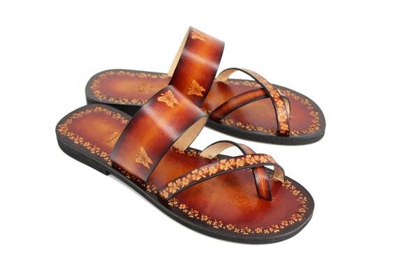 painted leather sandals