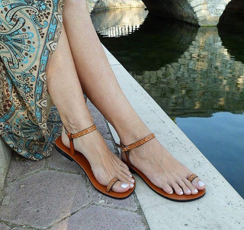 DREAM barefoot sandals/ ankle strap sandals/ toe ring | Etsy