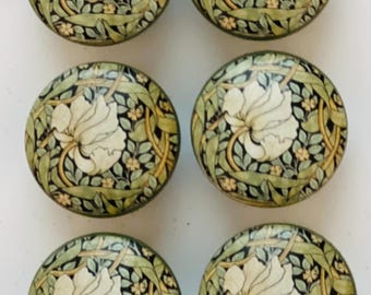 Handcrafted Willam Morris 1-1/2" Decorative Round Wood Round Knobs