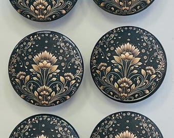 Handmade ART NOUVEAU (2) Solid Wood 1-1/2" Round Cabinet/Drawer/Chest Knobs