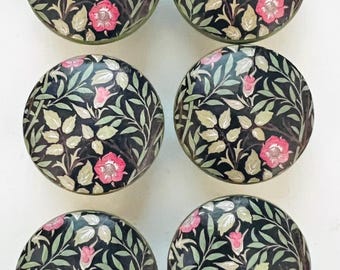 Handcrafted Willam Morris 1-1/2" Decorative Round Wood Round Knobs