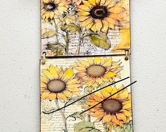 Handmade Wood Farmhouse Sunflower Tiered Tray Decor Wall/Hanger