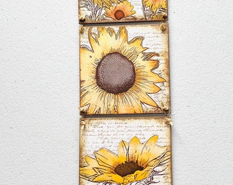 Handmade Wood Farmhouse Sunflower Tiered Tray Decor Wall/Hanger