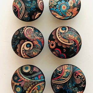 Handmade PAISLEY Solid Wood 1-1/2" Round Cabinet/Drawer/Chest Knobs