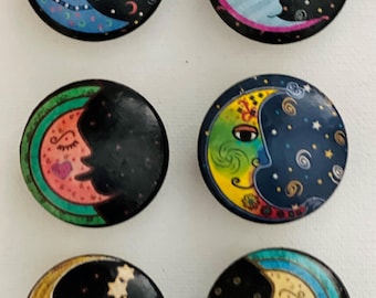 Handmade Funky Man In The Moon Solid Wood 1-1/2" Cabinet/Drawer/Chest Knobs